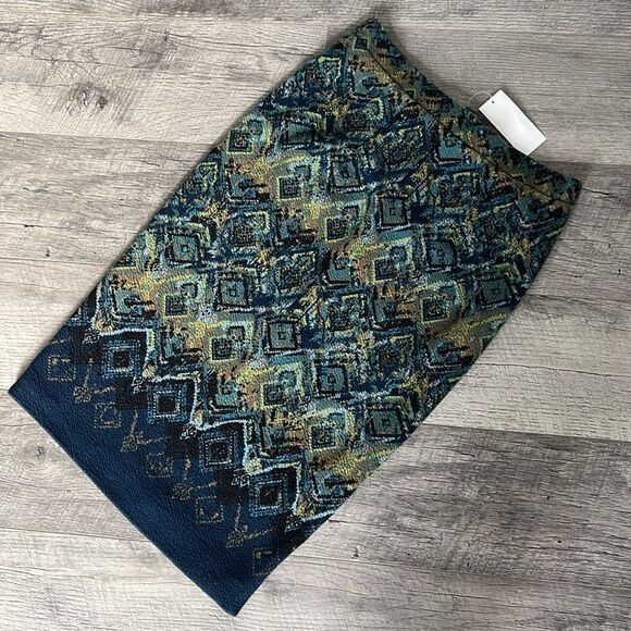 Chelsea & Theodore multicolored blue green pencil skirt Sz XS NWT - Picture 7 of 8